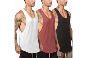 XYKJFIT 3 Pack Men's Muscle Gym Workout Stringer Tank Tops Bodybuilding Fitness T-Shirts