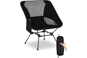 Coyonce Folding Camping Chairs Ultra Lightweight, 150kg Capacity Folding Chairs with Aluminum Bracket, 3 Side Breathable Mesh & Side Pocket, Backpack, for Outdoor Camping, Travel, Picnic, Hiking