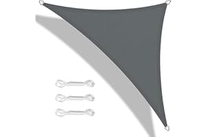 Teynewer Sun Shade Sail Triangle 2x2x2m Waterproof Shade Sail for Outdoor Garden Patio Party 98% UV Block Sunscreen Awning Canopy Sunsail with Free Rope, Dark Grey