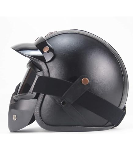 Casque Moto Jet Cafe Racer Homologué ECE 22-05 Visière - Noir Mat Style Custom M