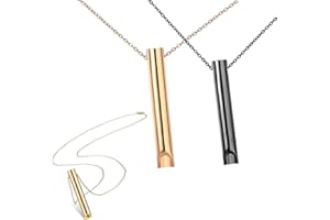 NPQ 2Pcs Anxiety Relief Necklace, Mindful Breathing Necklace for Valentine Birthday Deep Breathing Exercises for Men Women Meditation Stress Relief Relaxation Gift(Black and Silver)