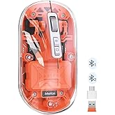 Meetion | BTM005 | Orange | Transparent Office Mouse | 2.4G Wireless + Dual Bluetooth | Silent Click | 2400 DPI