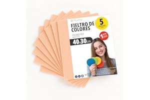 OFITURIA Feltro Colorato per Artigianato, Fai-da-te, Progetti Scolastici, Scrapbooking, Cucito Creativo e Decorazioni 40x30cm (Pesca, 5 pz)