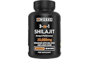 SS SPORT SUPPLIES Shilajit Seamoss and Lions Mane Capsules - 20,000mg - 3 in 1 Capsules - High Strength Himilayan Supplement with 60% Fulvic Acid for Both Men and Women - Made in The UK