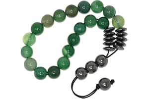Jeannieparnell N3 DGA - Greek Style Loose Strung 10mm Dark Green Agate Gemstone Worry Beads