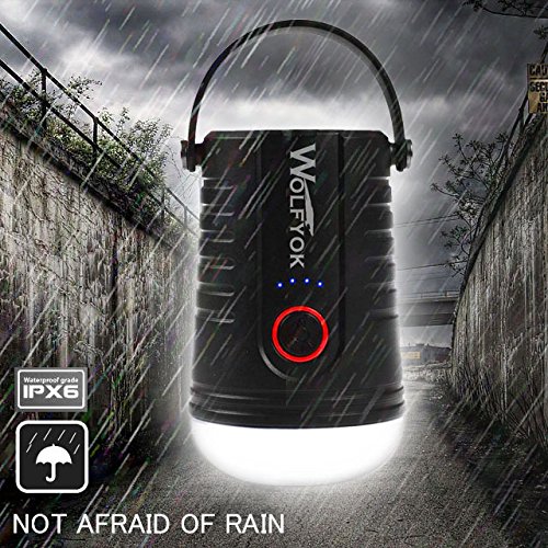 Wolfyok 2-in-1 LED Camping Laterne & Energien bank, 4 Licht-Modi USB Output, 100 Stunden dauerhafte Beleuchtung tragbare Camping Lampe, 5200 mAh LED Wiederaufladbare IP65 wasserdichte Notfall Laterne für Wandern, Camping, Notfall, Nachtlicht - 7