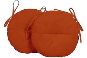 Vargottam Outdoor Porch 15 inch Round Bistro Chair Cushion- Waterproof Seat Chair Pad For Home/Office- Set Of 2 Orange