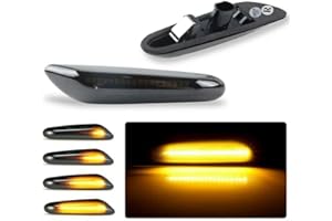 GSRECY Dynamic Amber LED Front Fender Side Marker Light Sequential Blinker Turn Signal Lamp For E90 E91 E92 E93 E46 E60 E53 X3 E83 X 1 E84 E81 E82 E87 E88,Smoke Lens
