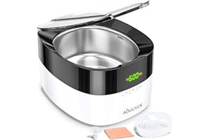 AOVUYCK-STORE Pulitore Ultrasuoni 750ML con Timer Digitale, 6 Modalità di Pulizia Vasca Ultrasuoni, 50 kHz 50 W Professionale Lavatrice Ultrasuoni con Supporto per Orologi e Porta CD