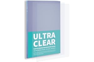 Binditek 50 Pack A4 PET Clear Binding Covers, 150 Microns, Ultra Clear Binding Front Covers, Square Corners, Un-Punched