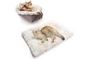 TUAKIMCE Cat Bed, Pet Bed, Soft Washable Sleeping Cat Bed, Fluffy Plush Dog Bed, Cat Blanket, Pet Bed, Cat Sofa, Cat Nest for Cats, Small Dogs (White)