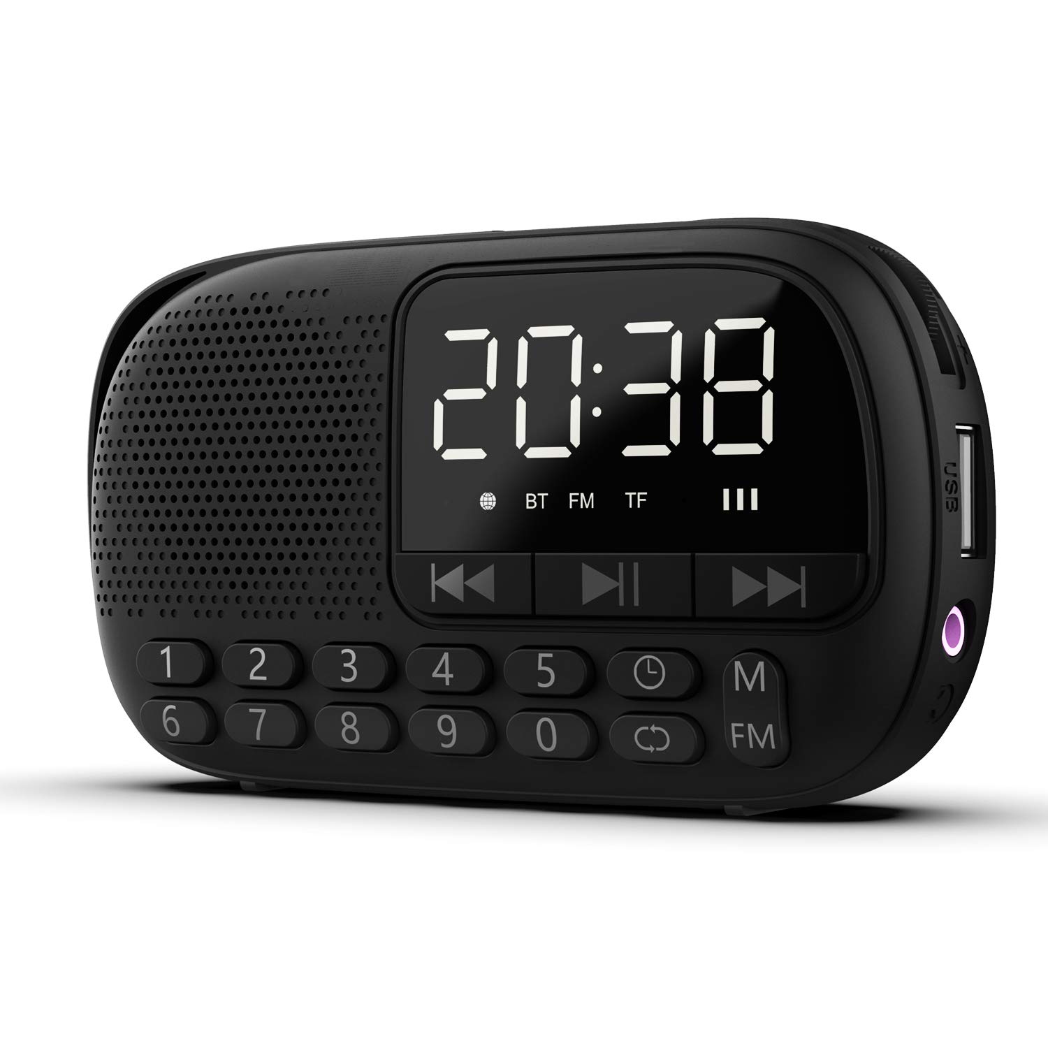 PAGARIA WALKIE Portable Alarm Clock FM Radio, with Bluetooth, Earphone, Voice Recording, USB/TF Playback