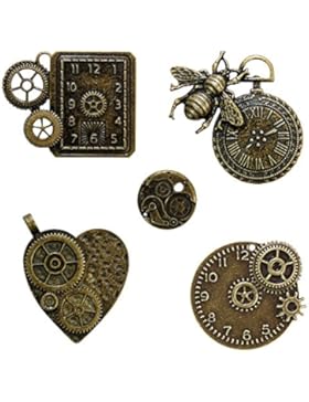Uhr nostalgie rund viereckig zahnrad Anhänger Streuartikel Deko Steampunk Vintage Gothic