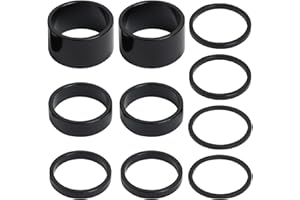 EuAcesry Lot de 10 entretoises pour tige de vélo en aluminium 28,4 mm, 5 tailles, rondelles pour fourche et guidon, compatibles avec vélos de route, B-M-X et M-T-B