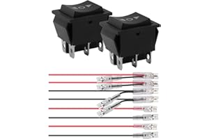 OUPDATE 2 Stück Momentanen Kippschalter 12V 16A 6-polig, DPDT Polaritätsumkehrschalter (EIN)-AUS-(EIN), 3 Position Wippschalter mit Kabel, Wechselschalter für DC Motorsteuerung Auto Boot