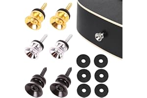 YHIJSR 6 Pezzi Serratura Chitarra Cinghia Metallo, Tracolla Lock per Chitarra,Metallo Chitarra Strap Locks, Bottoni per Tracolla per Chitarra con Viti e Cuscini in Gomma