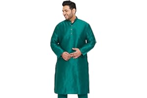 VASTRAMAY Kurta-A2 Herren Baumwoll-Seidenmischung, Grün, 4XL