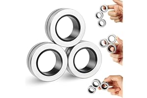 AMYANG 3Pcs Fidget toys pack - Stress Relief Magnetic Rings for Man Woman Teens Kids Boys Girls Anxiety, Funny Christmas Stocking Stuffers Gifts Party Favors (Silver)