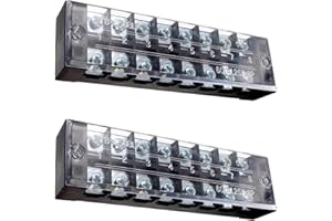 SRJQXH 2 Pcs 8 Position Terminal Block Set, 600V 25A Dual Row Screw Terminals, Pre Insulated Terminal with Protective Cover, Can be used for Household Appliances, Electronic Circuits, Machines