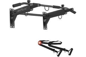 DH FitLife Barre de Traction 4 en 1 pour Montage Mural, Charge jusqu'à 200kg | Chevilles d'Expansion | Poignées Antidérapantes | Compatible avec Sac de Frappe & Entraîneur de Sangles