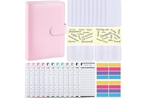 Jevina Cuaderno de notas A6, de poliuretano, 6 fundas intercambiables, para planificación pertinente, de presupuestos, ahorro B