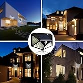 Jouis 100 LED Solar G&uuml;neş Enerjili Dış Mekan Duvar Lambası - Hareket Sens&ouml;rl&uuml; Su Ge&ccedil;irmez Bah&ccedil;e Aydınlatması, 3 Modlu 120 Der