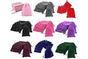 DOGEEK 50 Pcs Velvet Drawstring Bags, Well-stitched Jewellery Pouches for Wedding favor Party Gift Packaging - (9x7cm, Multicolor)