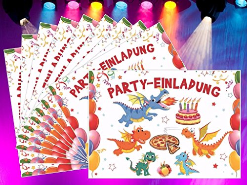 Lustige Drachen / Dinosaurier-Einladungskarten im Set (10863) zum Kindergeburtstag von EDITION COLIBRI © – umweltfreundlich, da klimaneutral gedruckt - 3