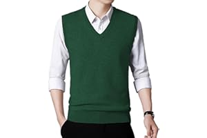 KUYIGO Mens Sleeveless Sweater Vest Classic Business Gentleman V Neck Knitwear Knitted Waistcoat Sweater Tank Tops