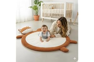 RUGUIES-Tapis Eveil Bébé-Matelas de Sol épais pour Ramper et Jouer -Doux et interactif pour la Gymnastique et la psychomotricité-Cadeau pour la Naissance. Baby Shower. XL (Fox)