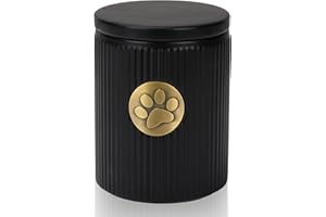 DiDiBirDi Hundeurne,Haustier Urne für Asche 15kg,Tierurnen für Hunde,Gedenkurne für Hunde mit Pfotenabdruck-Metallplatte,Keramik Katzen Einäscherung Schwarz Katze Urnen für Asche