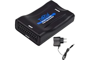 Tihokile Scart zu HDMI Adapter mit Full HD 1080P für NTSC PAL für Sky HD Blu Ray TV PS3 VCR VHS