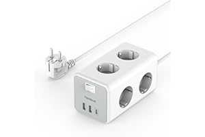 ‎TESSAN Listwa Zasilająca TESSAN 6 Kierunkowa z USB C, Gniazdo Wielogniazdowe 9 w 1 z Włącznikiem, Gniazdo Dystrybucyjne z Wieloma Wtyczkami, Listwa Zasilająca z Przedłużaczem 2 m do Domowego Biura