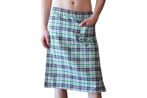HAVBX Herren Baumwolle Plaid Casual Home Bad Rock Schlafrock Herren Unterwäsche Atmungsaktiv Rock Rollenspiel Sissy Rock