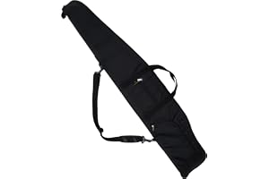 Professional 50-Inch Tactical Weapon Case, Heavy-Duty Black Cotton with Blue Padded Interior, 2 Large Accessory Pockets, Adjustable Shoulder Strap, 116.84 cm Length
