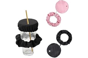 JIANYH 2 Pcs Drink Covers Anti Spike, Drink Cover Drink Protector Reusable Washable Fitted Most Glass Cups For Women Protect Drinks Clean Drinks Night Out(Pink, Black)