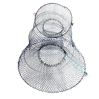 Winomo Nasse de pêche pliable pour pêche en plongée, pêche en dérive, piège pour appâts, crevettes, crabe (Noir)