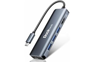 Dockteck USB C Hub 8K HDMI, 5-w-1 USB C Dock, DD0031 USB-C Multiport Adapter z 8K 30Hz/4K 120Hz/4K 60Hz HDMI, 100W PD, 3 x USB 3.0 do MacBook Pro/Air, iPad Pro, Steam Deck, Surface Pro 8, XPS 13