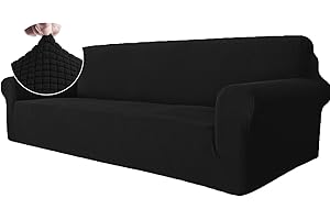 Ystyle Housse Canapé 4 Places avec Accoudoirs, Extensible Housses de Canapé, Universelle Housse Canape Protection Chat Chiens Griffures, Housse Fauteuil Antidérapante, Noir