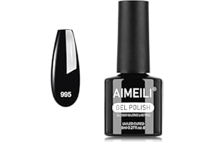 AIMEILI żelowy lakier do paznokci UV LED, czarny do salonu manicure, home DIY, bardzo błyszczący, beztestowy, trwały i odporny na zużycie, 8 ml, 995