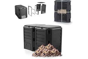 Magubo Komposter Garten, Robuster Schnellkomposter mit 800-Liter Fassungsvermögen, Thermokomposter, Deckel Klappbar, Schwarz - Ideal für Ihren Garten