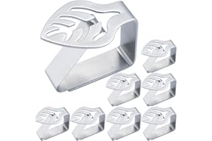 Kamiya Tovaglia Clip in Acciaio 8 Pezzi, Clip Fermatovaglia, Clip per Tovaglia in Acciaio Inox, per tavoli Fino a 3 cm di Spessore (Fogliame)