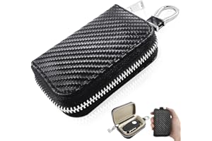 VALART Portachiavi per Auto Custodia per Chiavi Auto Gabbia di Faraday Fibra di Carbonio Segnale di Blocco Borsa Protettiva per Custodia Antifurto per Protezione Blocco Segnale RFID (1 Pack)