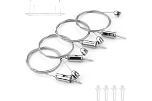 TXXATX Seilaufhängung Einbauset 4 Stück Lampenaufhängung 1,5 mm x 1,5 m Decke Ohrstecker Drahtseil Edelstahl Stahlseil Hängende Höhenverstellbar Seilabhängung für Pendelleuchten LED Panelleuchten