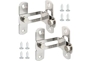 RUNDAGO 2 Piezas Cierre Puerta Corredera, Pestillo Puertas de Acero Inoxidable, 90°Pestillo Puerta Corredera con Tornillos, para Puertas, Ventanas, Puertas Correderas de Armario (Plata)