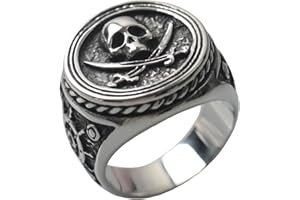 VELESAY Anillos Hombre Acero Inoxidable Anillo Vintage Gótico Calavera Anillo Punk Rock Skull Anillo Biker Cráneo Anillo Calavera Mujer Anillos Joyería Hombre Calavera Anillos