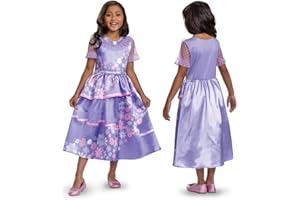 Disguise Disney Encanto Isabela Costume, Official Disney License Encanto Fancy Dress Up for Girls, Features A Purple Floral Dress with Mesh Neckline and sleeves, in size 7-8, 4-6,3-4 years