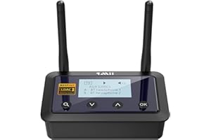 1Mii B03Pro+ Trasmettitore Ricevitore Bluetooth 5.3 Certificato LDAC per TV, Stereo, Adattatore Audio Bluetooth Wireless HiFi aptX Bassa Latenza con Display, Ingressi/Uscite Ottica/RCA/AUX da 3,5mm