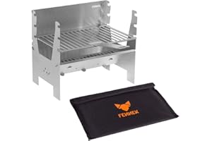 FENNEK light | Barbecue au charbon de bois | acier inoxydable | portable/démontable | pour camping/trekking/voyage en van/barbecue dans le jardin ou la nature