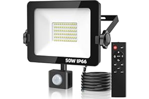 Aomeya Motion Sensor Outdoor Security Light, 50W 4750 Lumen LED Floodlights with PIR Sensor, IP66 Waterproof Motion Sensor Outdoor Wall Light with Remote Control for Garden, Backyard, Garage (50W)